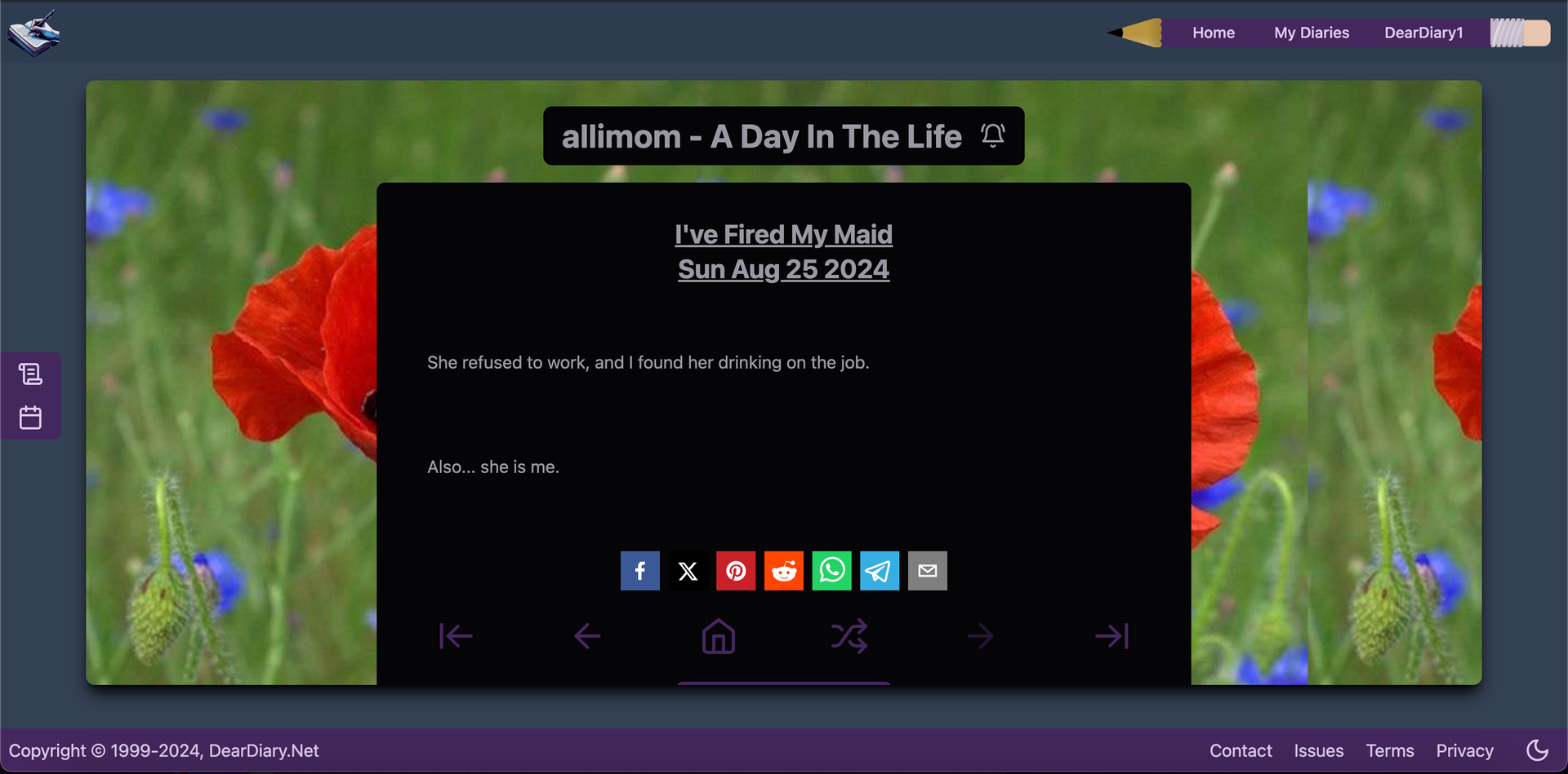 Allimom Page in Dark Mode